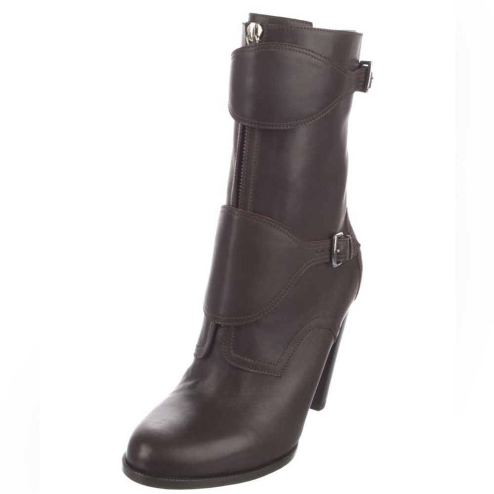 Hermès Leather Mid-Calf Moto Boots w/ Box